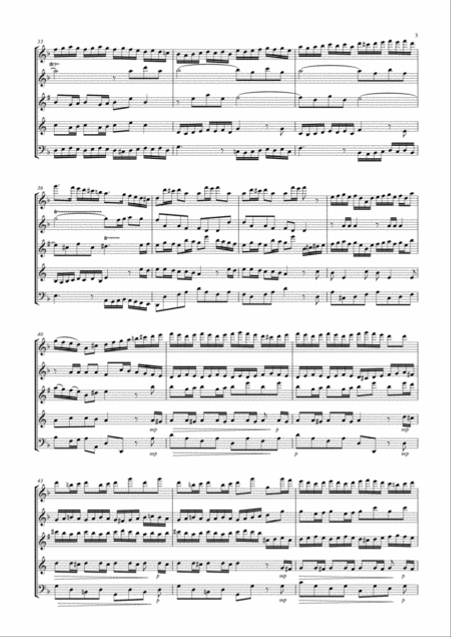 Brandenburg Concerto No. 2 (1st. Mov.): Wind Quintet Woodwind Quintet scores gallery preview page 3