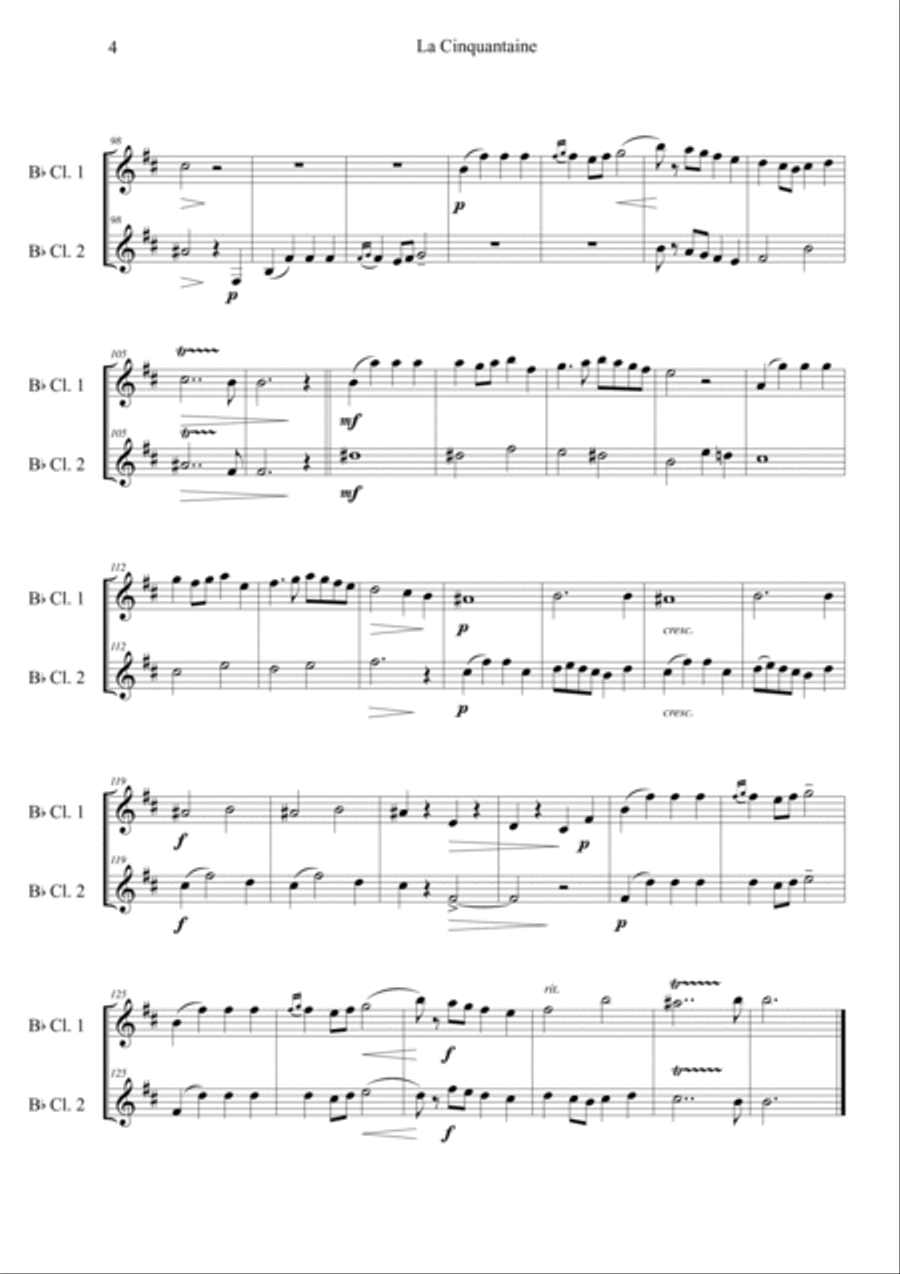 La Cinquantaine Clarinet Duet scores gallery preview page 4
