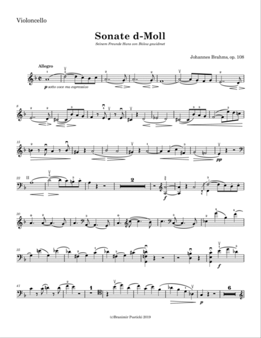 Sonata in d minor, op. 108 Cello Solo scores gallery preview page 3