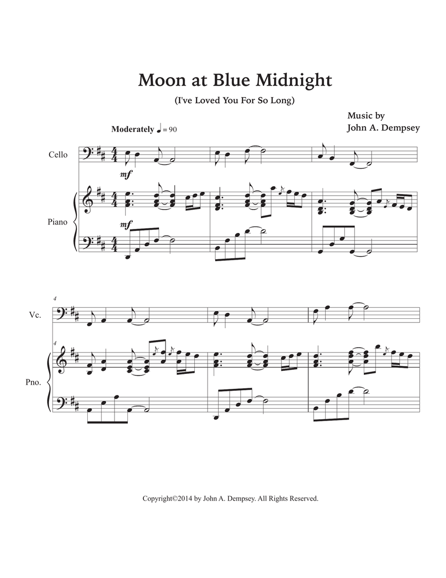 Moon at Blue Midnight (Cello and Piano) Piano scores gallery preview page 5