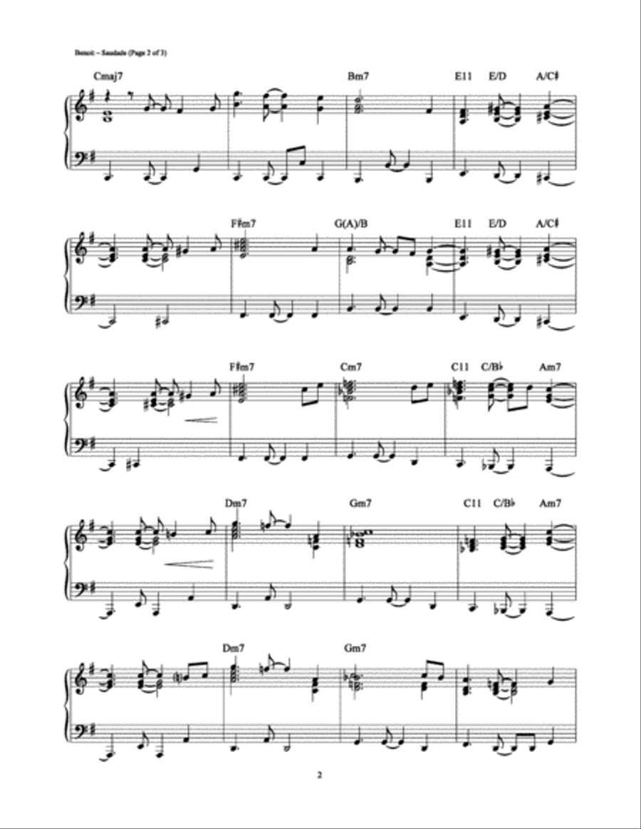 Saudade Piano Solo scores gallery preview page 2