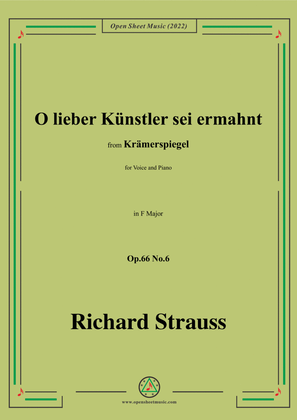 Book cover for Richard Strauss-O lieber Künstler sei ermahnt,in F Major,Op.66 No.6