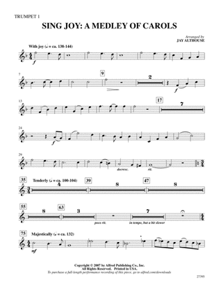 Sing Joy: A Medley of Carols: 1st B-flat Trumpet