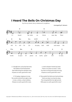 I Heard The Bells On Christmas Day (Key of D Major)