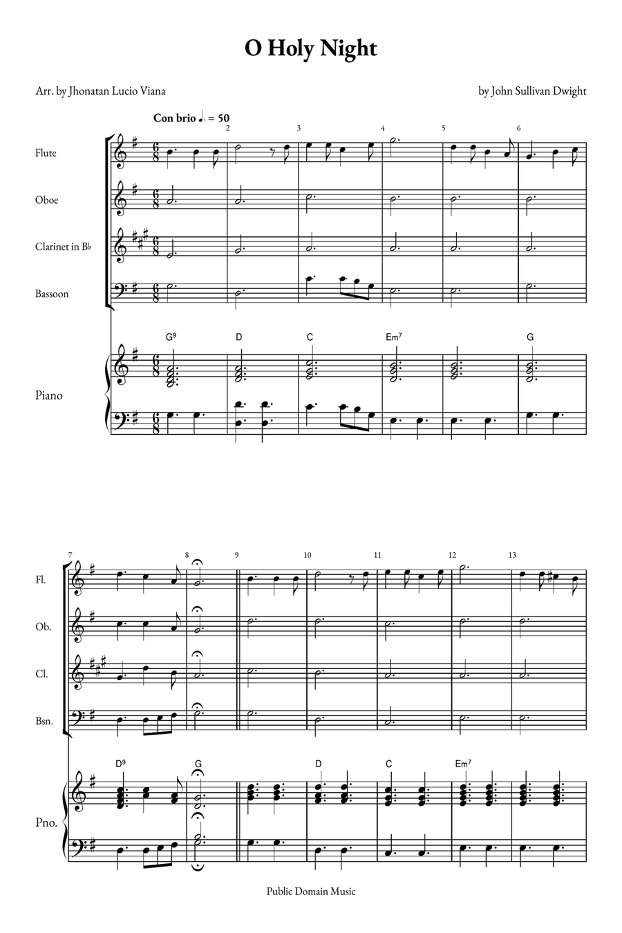 O Holy Night Small Ensemble scores gallery preview page 1