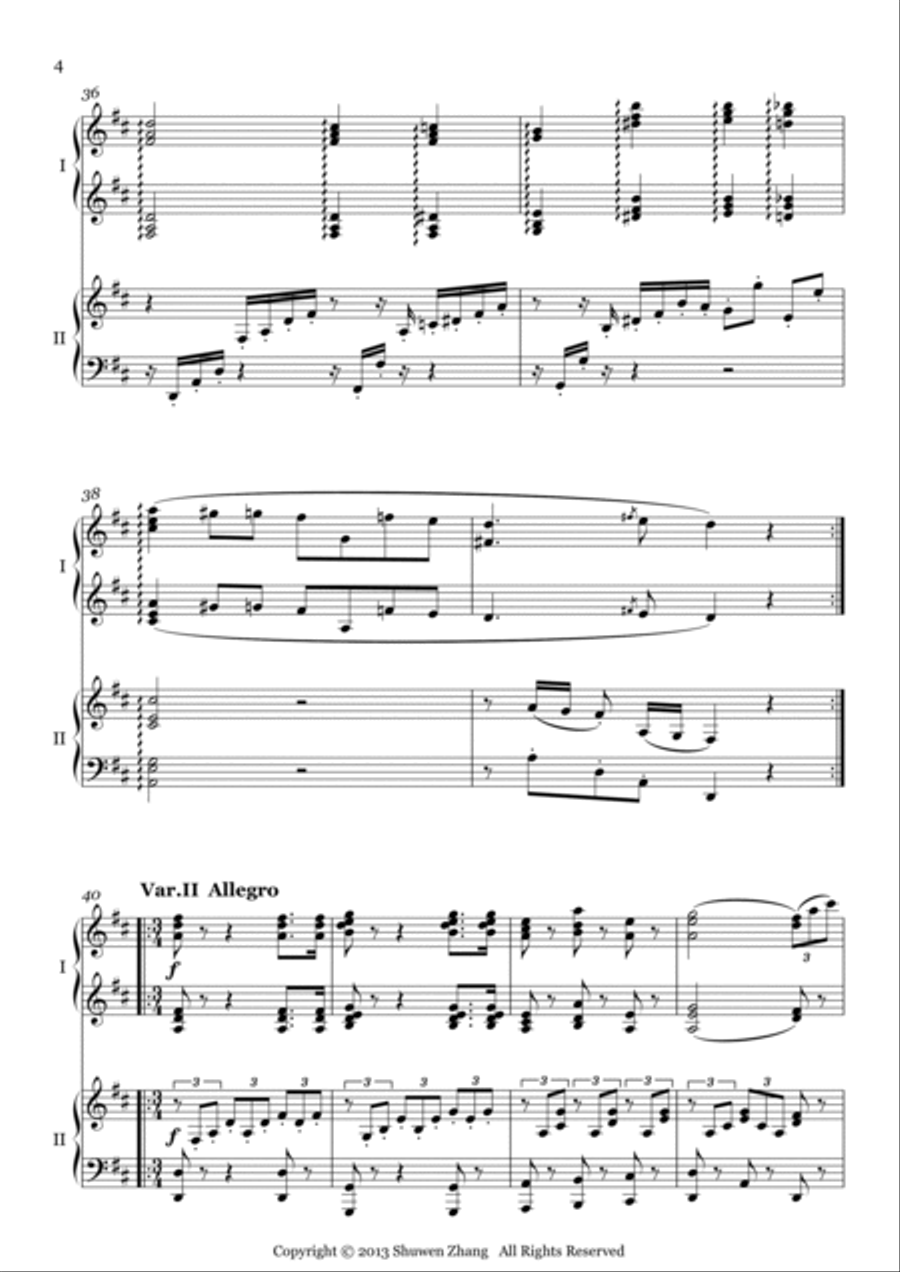 Variations on a theme by Mozart (for two pianos) Piano Solo scores gallery preview page 4