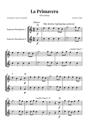 La Primavera (The Spring) by Vivaldi - Soprano Saxophone Duet with Chord Notations