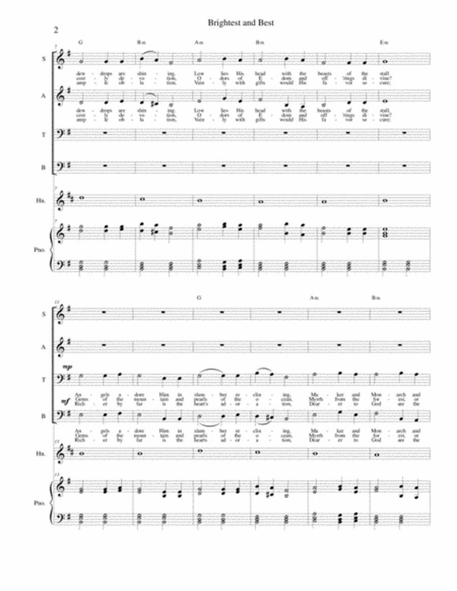 Brightest and Best (aka Star in the East) - SATB, french horn and piano image number null