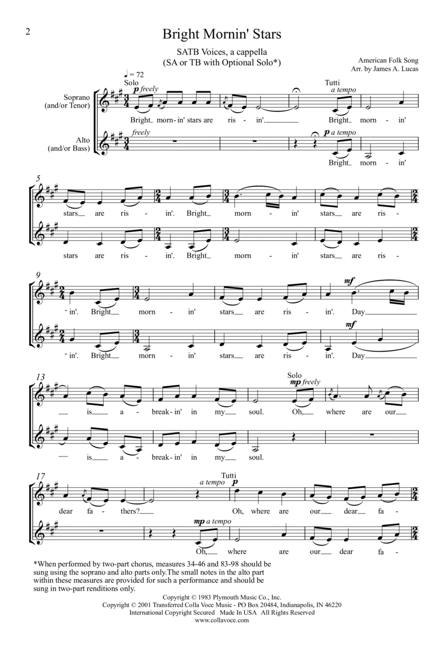 Bright Morning Stars 4-Part scores gallery preview page 1