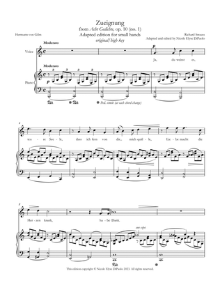 Strauss - Zueignung from Acht Gedichte, op. 10 - Small Hand Edition (C major, high key)