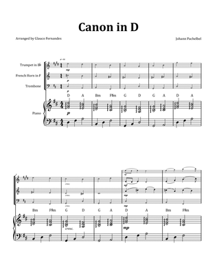 Canon by Pachelbel - Brass Trio with Piano and Chord Notation