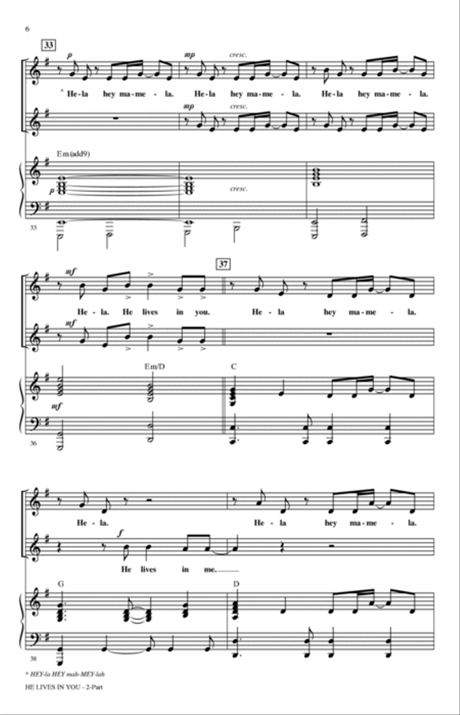 He Lives In You (from The Lion King II: Simba's Pride) (arr. Mark Brymer) 2-Part scores gallery preview page 5