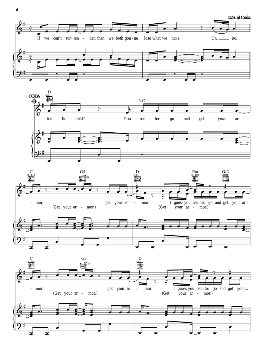 Battlefield Piano, Vocal, Guitar scores gallery preview page 4