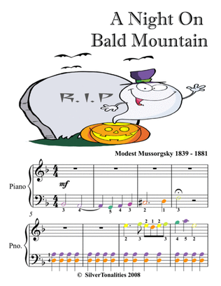 Book cover for A Night On Bald Mountain Easy Piano Sheet Music with Colored Notes