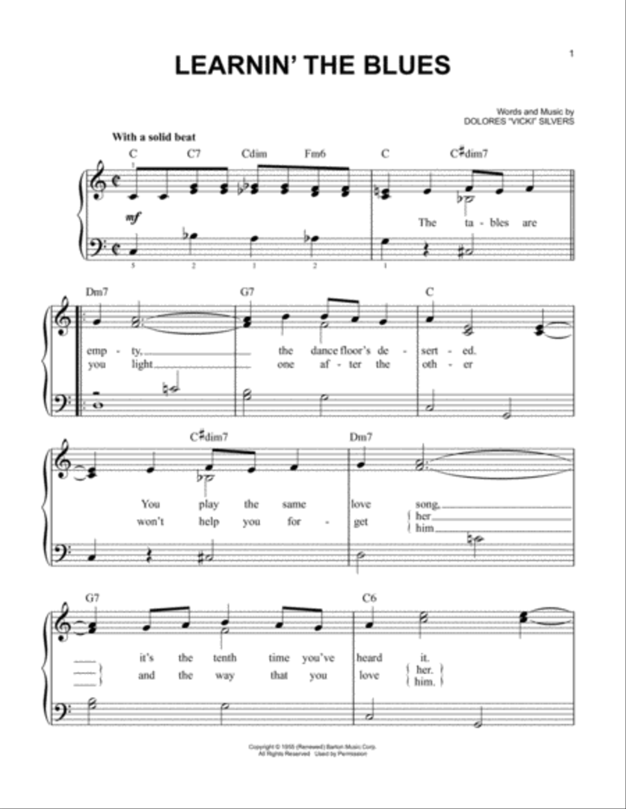 Learnin' The Blues Easy Piano scores gallery preview page 1