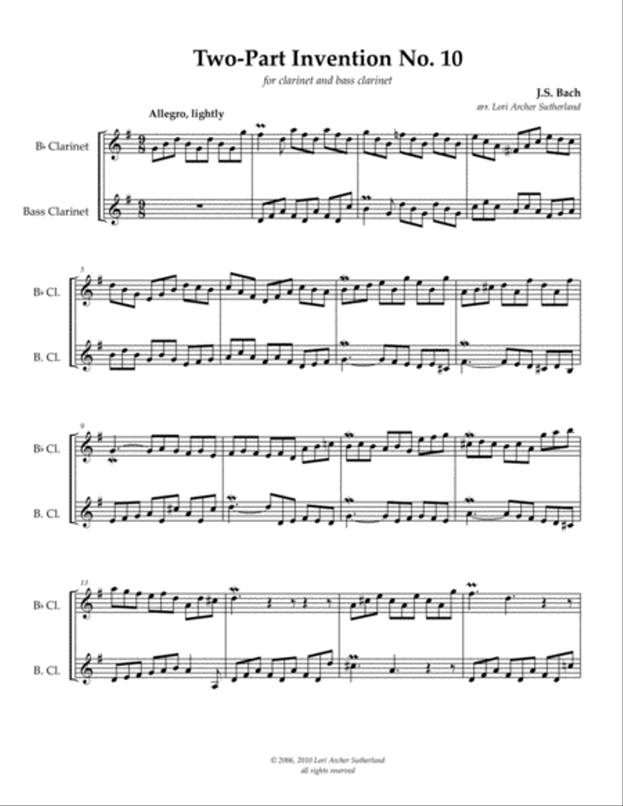 Four Bach Inventions Clarinet Duet scores gallery preview page 5