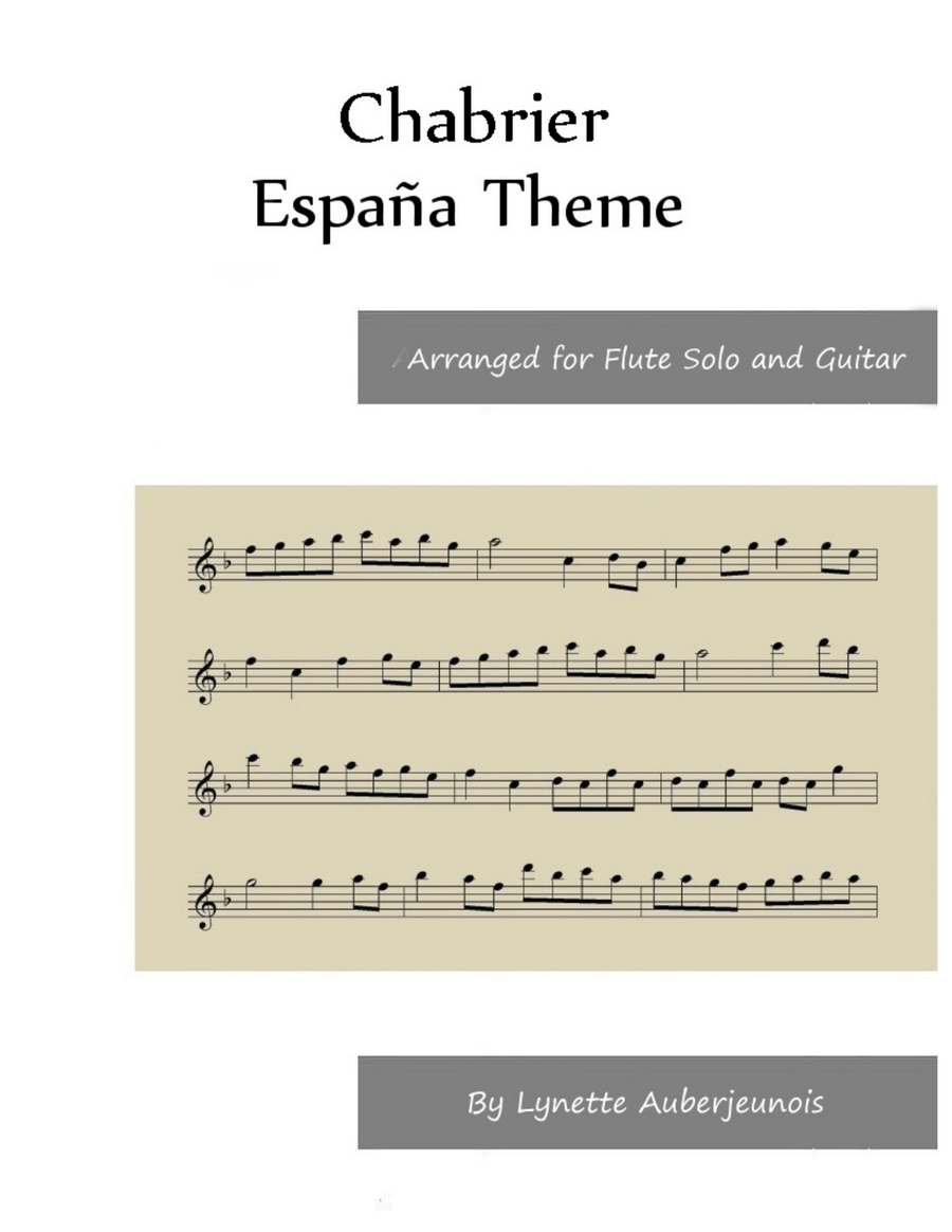 España Theme - Flute Solo with Guitar Chords Chamber Music scores gallery preview page 1