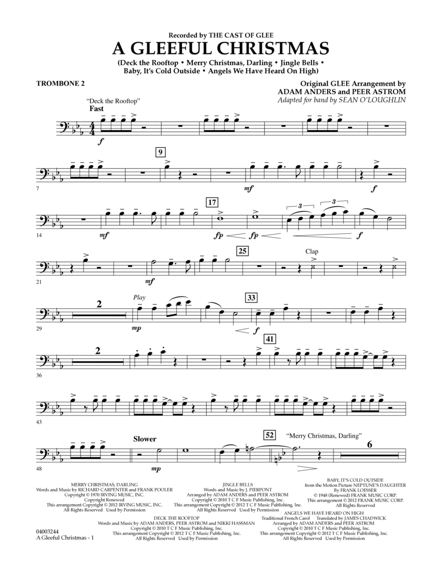 A Gleeful Christmas - Trombone 2 Concert Band scores gallery preview page 1