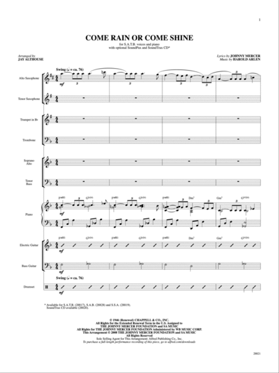 Come Rain or Come Shine Choir scores gallery preview page 2