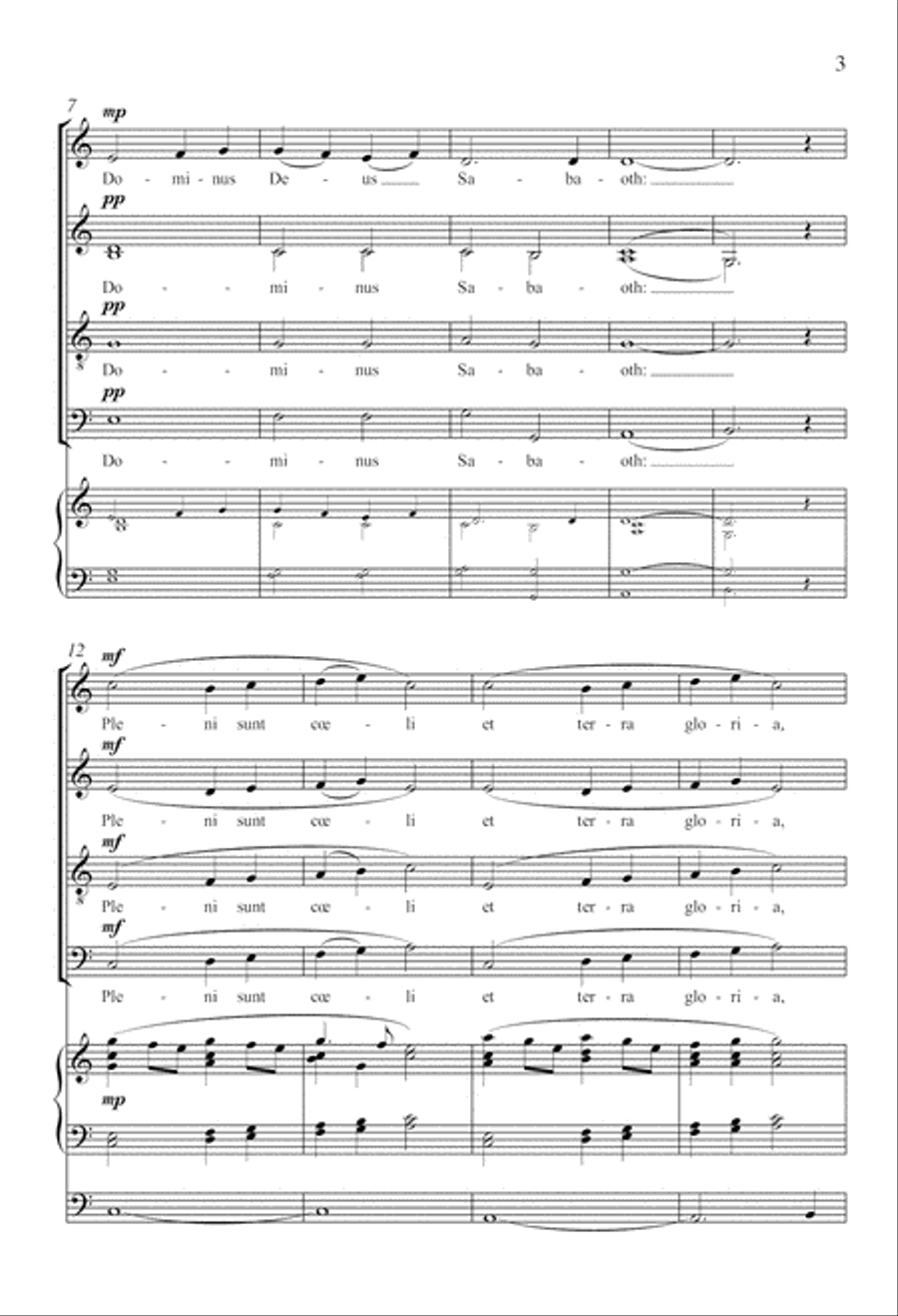 Sanctus et Benedictus from Missa Brevis 4-Part scores gallery preview page 3