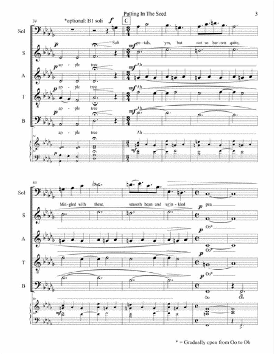 Putting In The Seed (for SATB choir) 4-Part scores gallery preview page 3