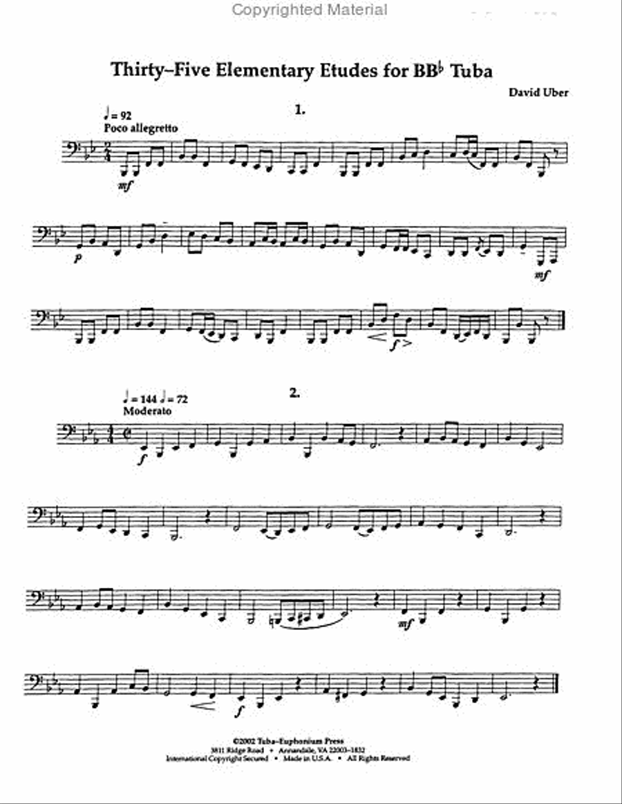 Thirty-five Elementary Etudes Tuba scores gallery preview page 2