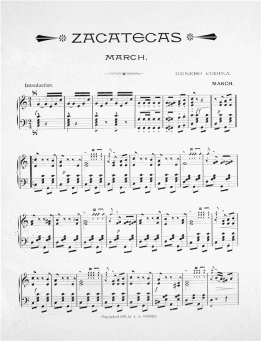 Zacatecas March Piano Solo scores gallery preview page 3
