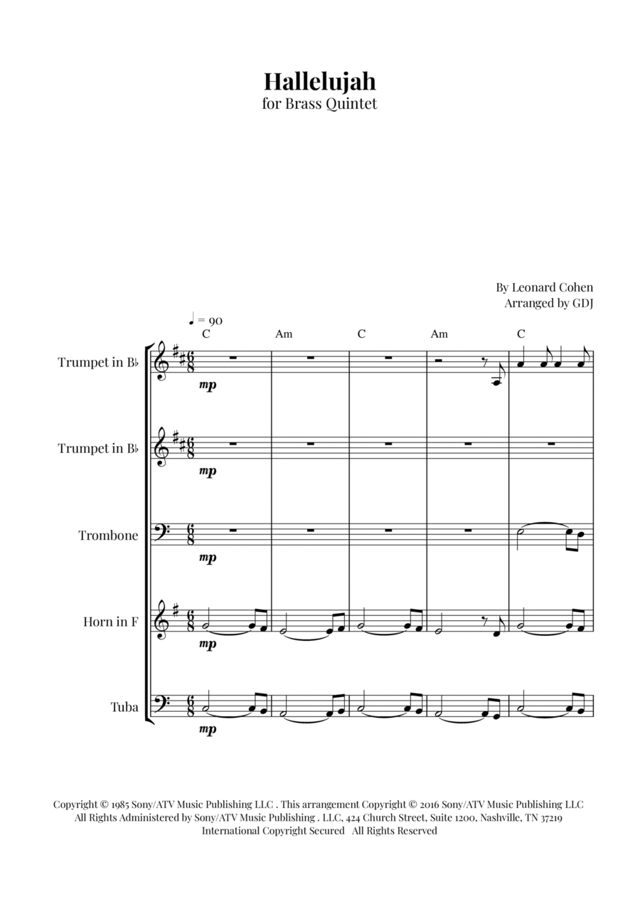 Hallelujah Horn scores gallery preview page 1