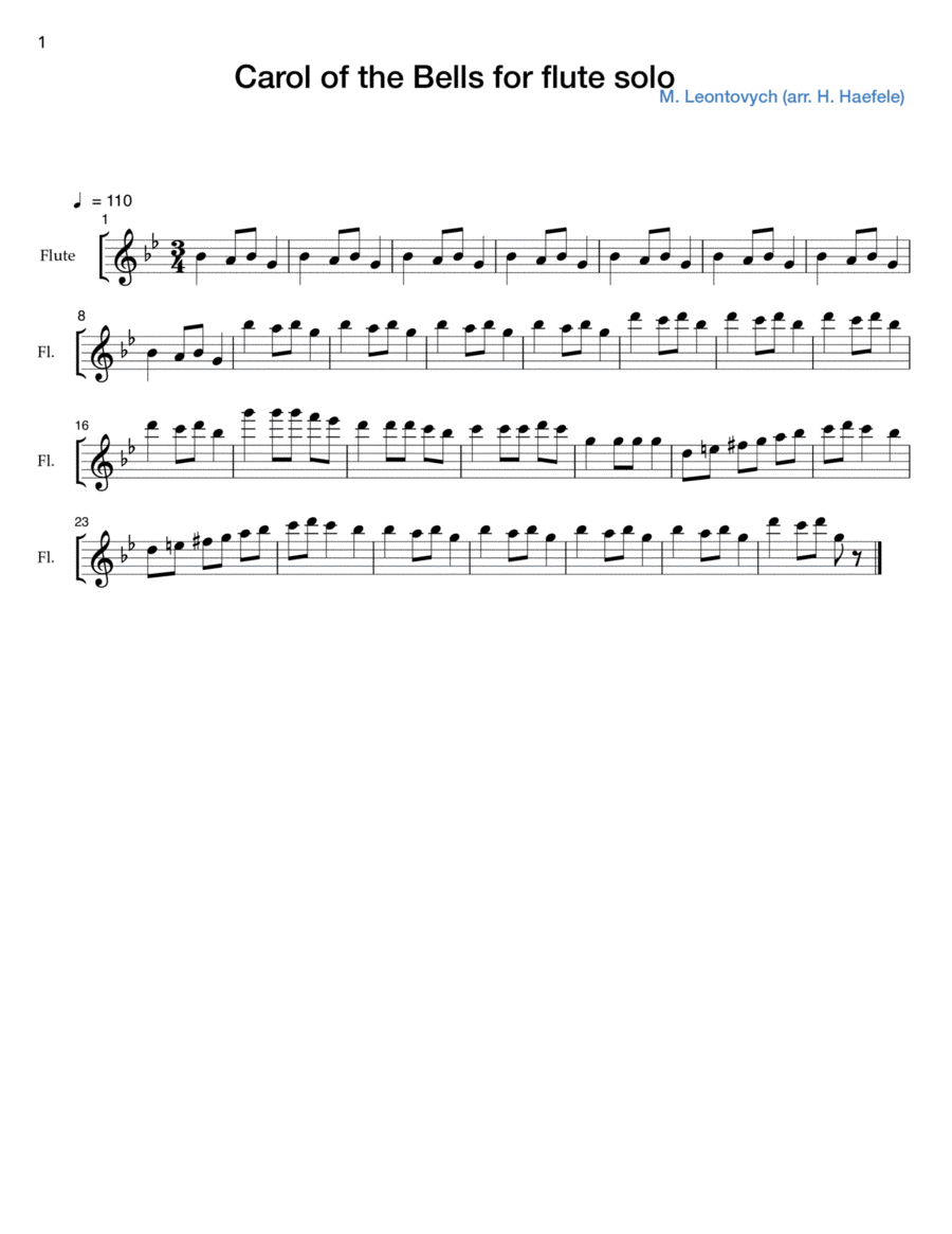 Holiday Songs for Solo Flute