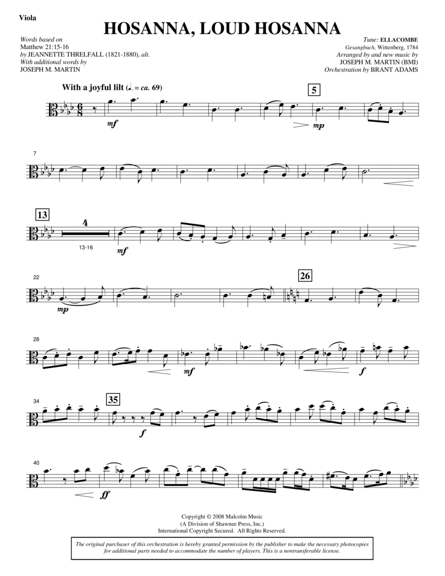 Hosanna, Loud Hosanna (from 