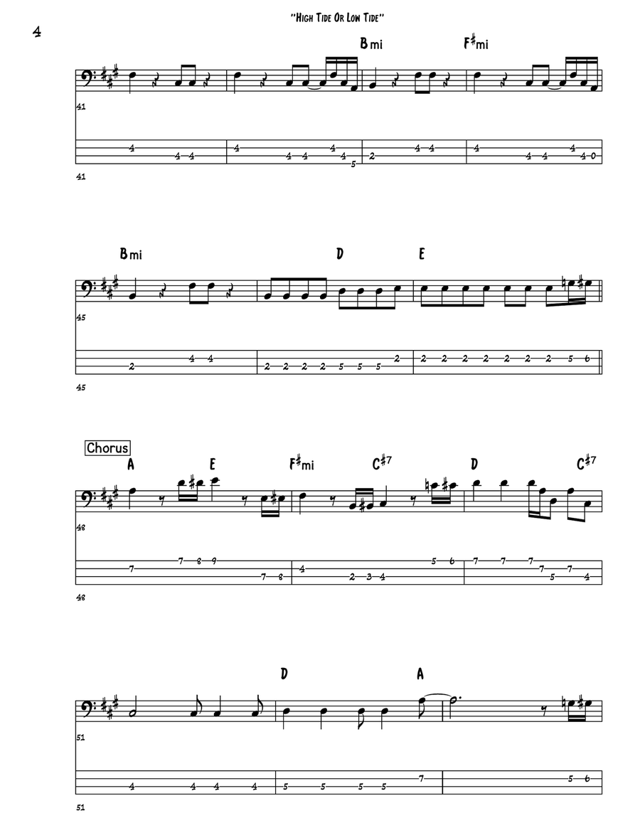 High Tide Or Low Tide Bass Guitar Tablature scores gallery preview page 4