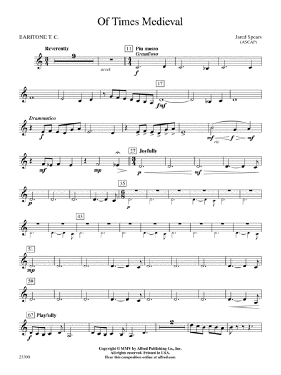 Of Times Medieval: Baritone T.C. Concert Band scores gallery preview page 1