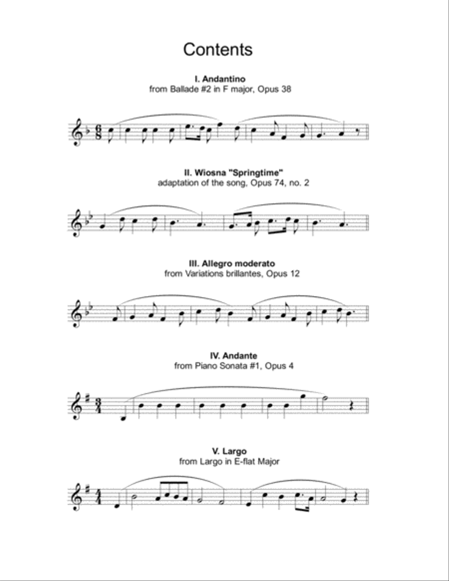 Five Chopin Melodies Flute scores gallery preview page 2