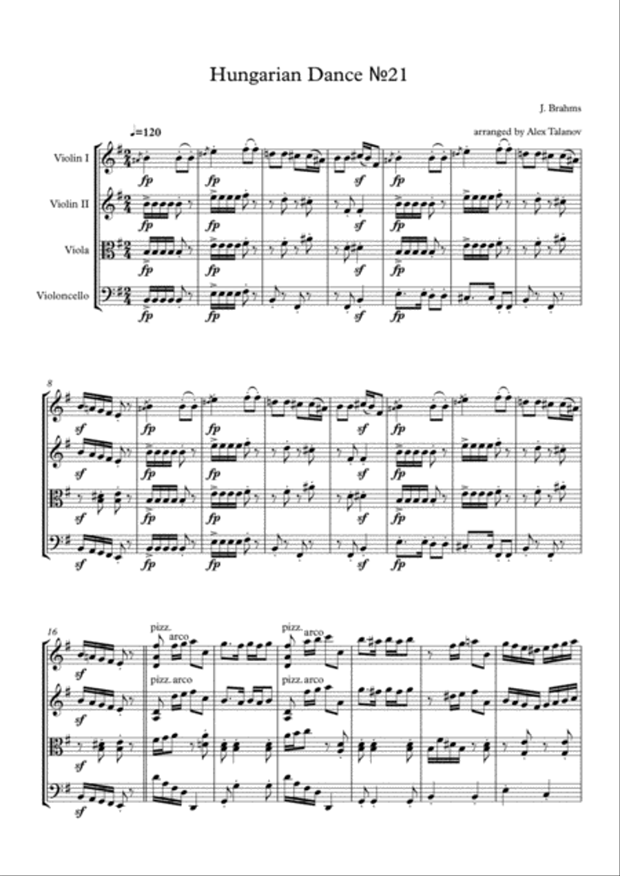 Hungarian Dance №21 Hungarian Dance №21 String Quartet scores gallery preview page 2