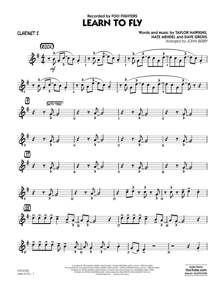Learn to Fly - Bb Clarinet 2 Jazz Ensemble scores gallery preview page 1
