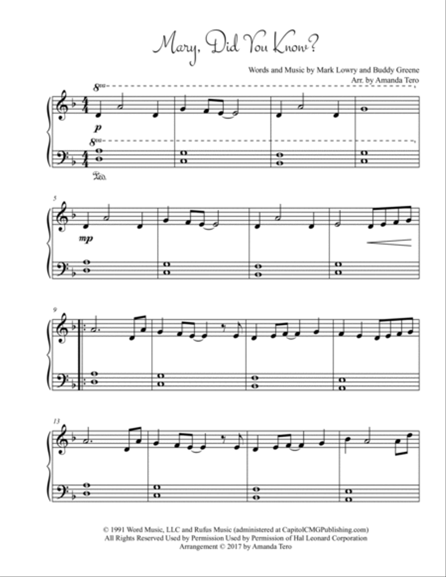 Mary, Did You Know? Easy Piano scores gallery preview page 2