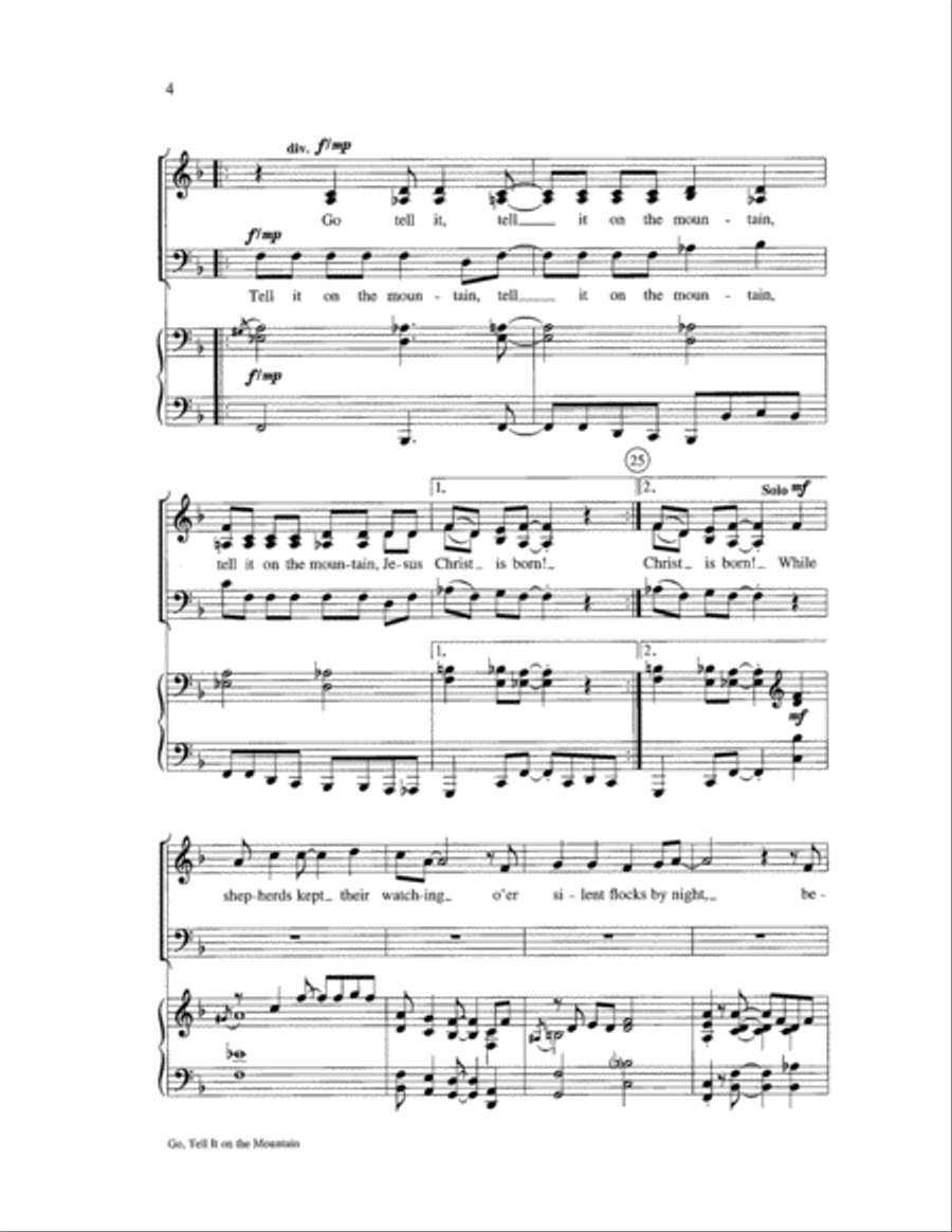 Go, Tell It on the Mountain 3-Part scores gallery preview page 4