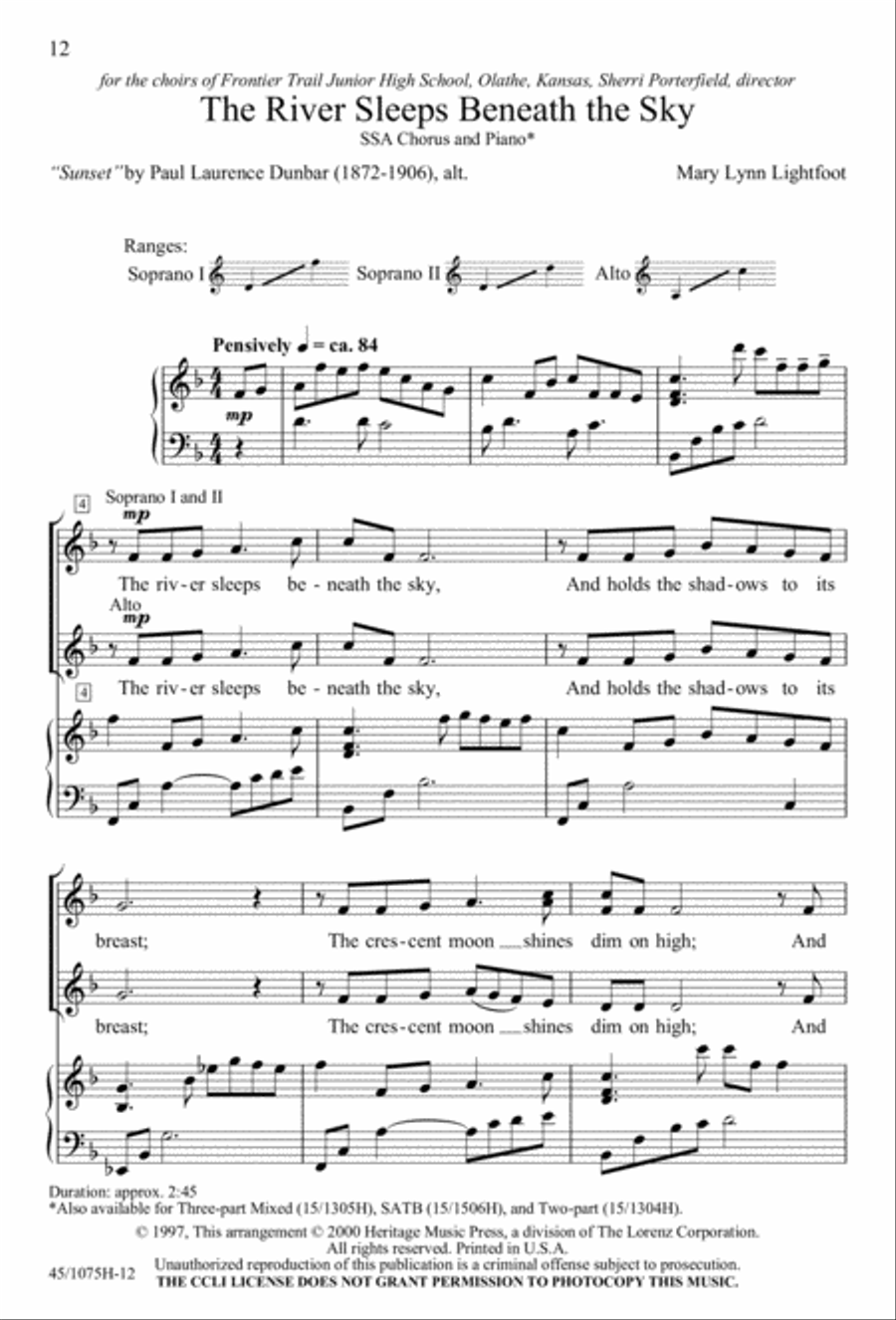 In Concert! for SSA SSA scores gallery preview page 14