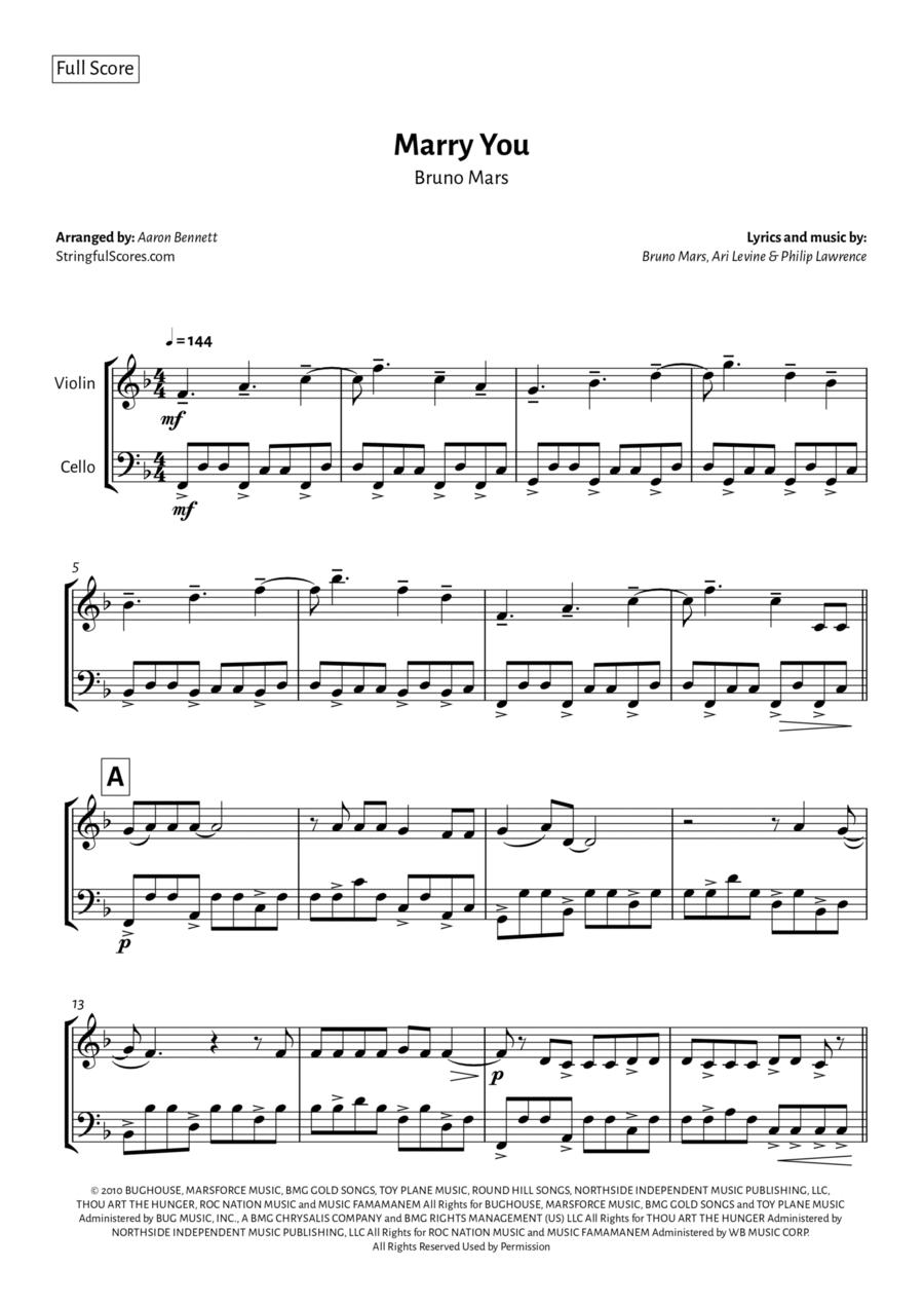Marry You String Duet scores gallery preview page 1