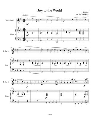 Joy to the World (tenor sax solo) with optional piano accompaniment