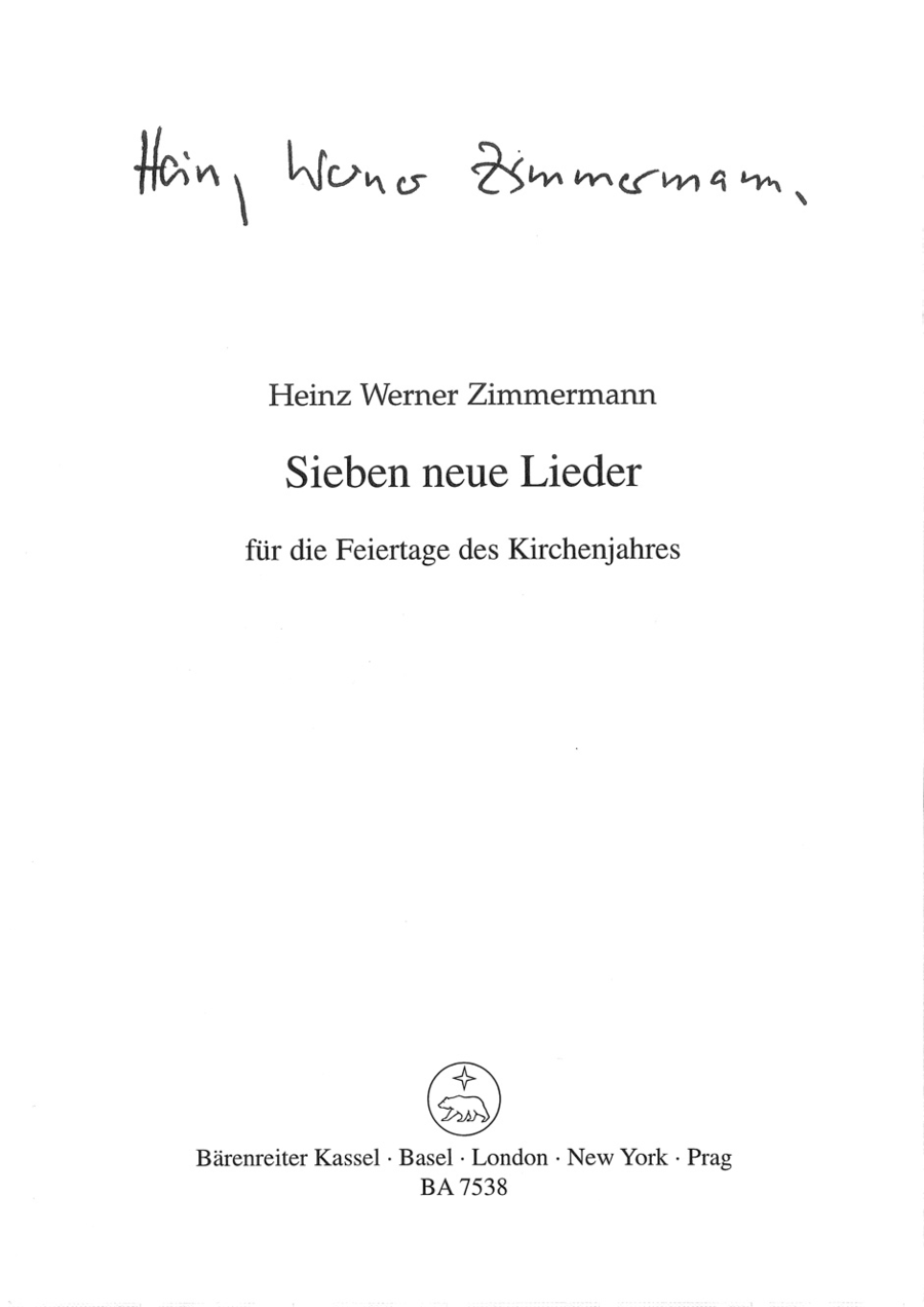 Sieben neue Lieder für die Feiertage des Kirchenjahres