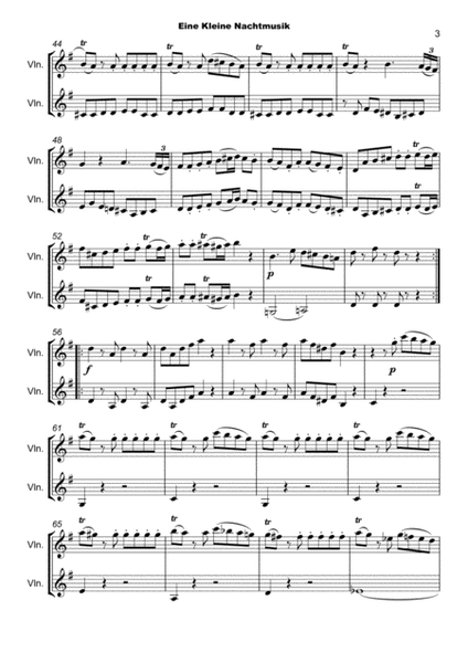 Eine Kleine Nachtmusik, Allegro, by W A Mozart. Violin Duet image number null