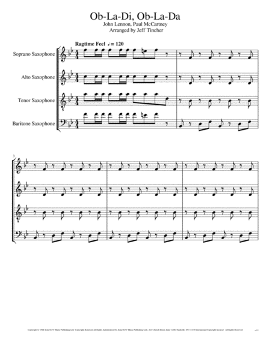 Ob-la-di, Ob-la-da Woodwind Quartet scores gallery preview page 2
