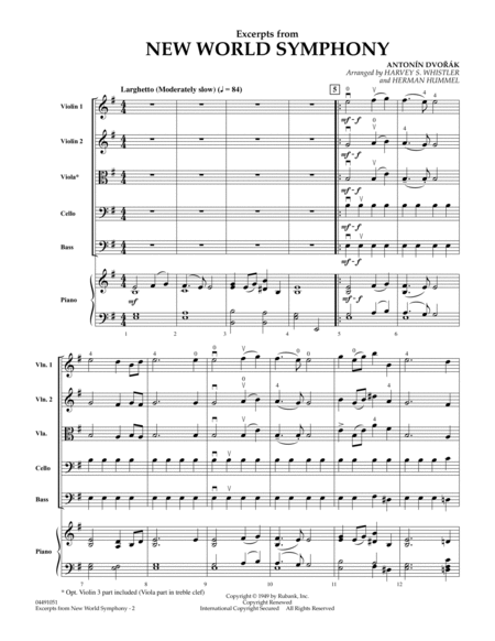 Excerpts from New World Symphony - Full Score