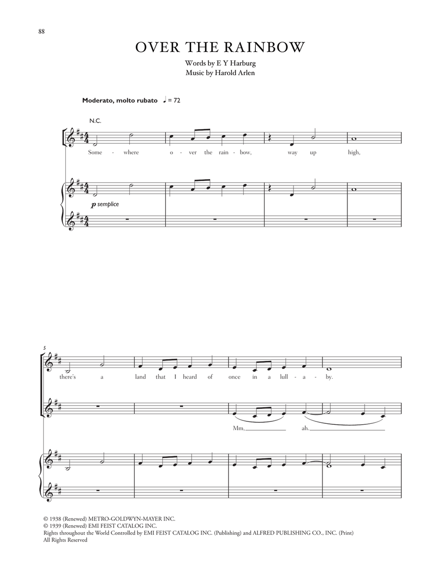 Over The Rainbow (from The Wizard Of Oz) Piano, Vocal, Guitar scores gallery preview page 1