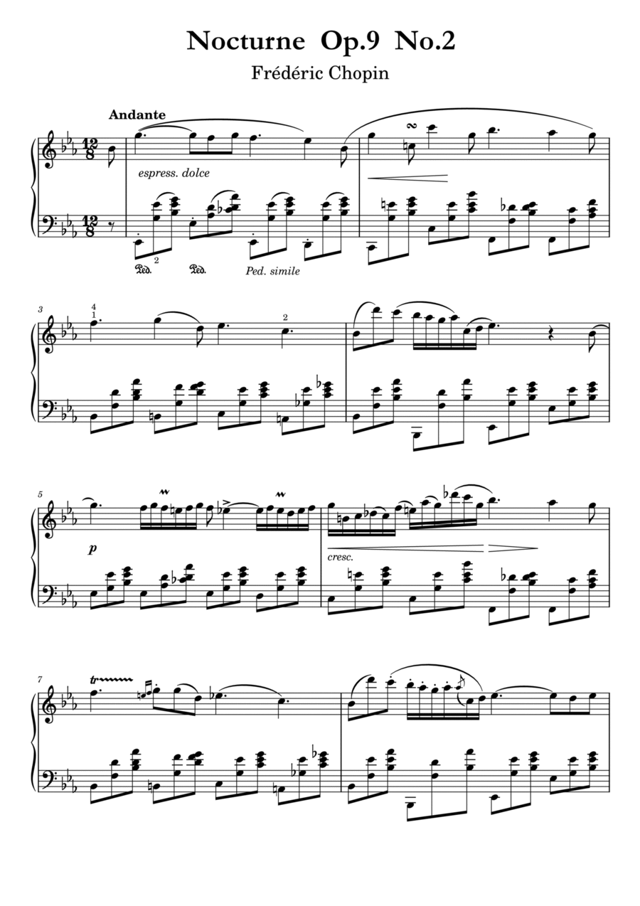 Chopin - Nocturne Op.9 No.2 - Piano Solo Piano Solo scores gallery preview page 1
