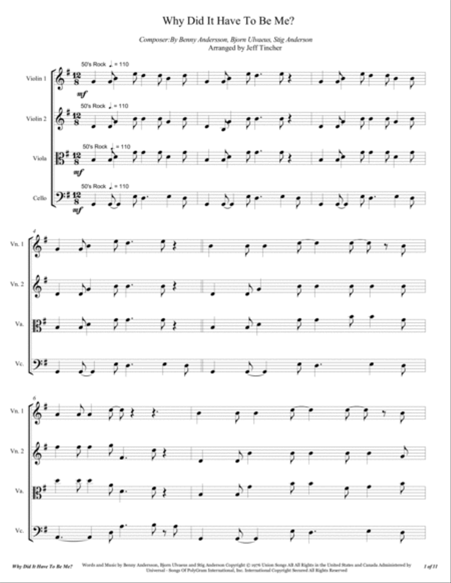 Why Did It Have To Be Me? String Quartet scores gallery preview page 2