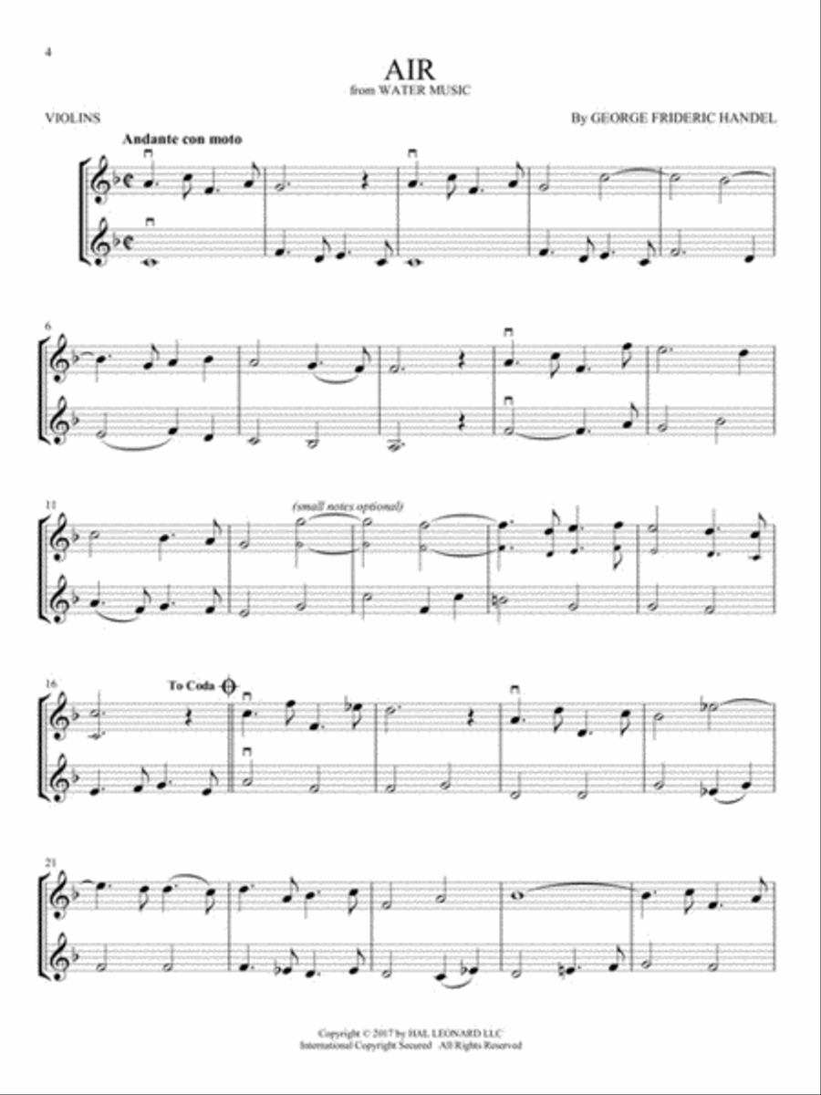 Classical Themes for Two Violins String Duet scores gallery preview page 4