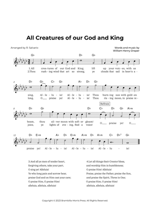 Book cover for All Creatures of our God and King (Key of G-Flat Major)