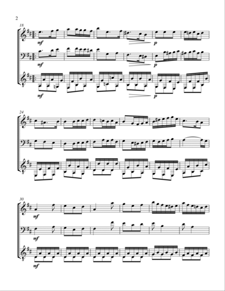 La Gaillarde (Flute, Cello and Guitar) - Score and Parts Small Ensemble scores gallery preview page 2